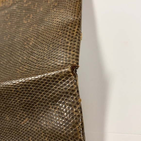 Monitor Lizard Tan Gray Leather Long Bifold Wallet - Picture 14 of 15